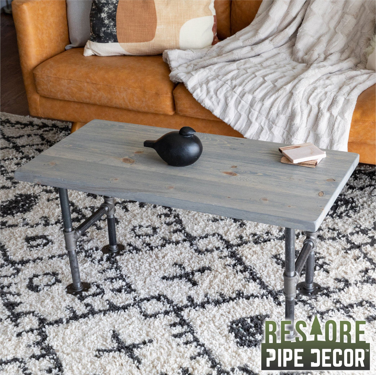 RESTORE Riverstone Grey Solid Wood Coffee Tabletop, photo 7 of 10