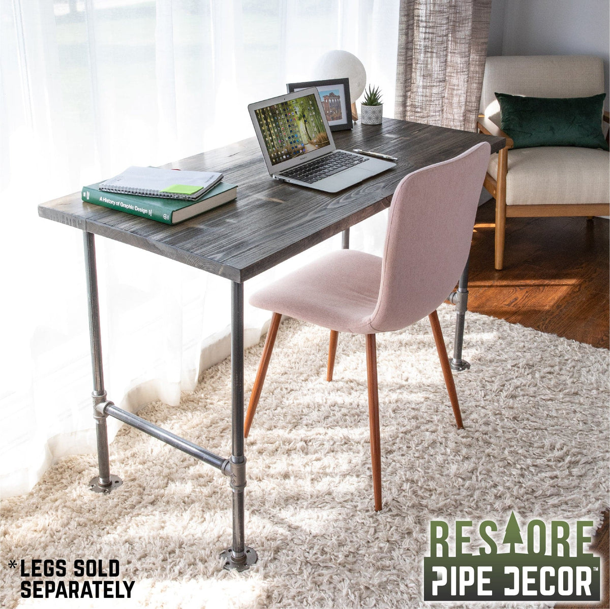 RESTORE Boulder Black Solid Wood Desk Tabletop, photo 2 of 9