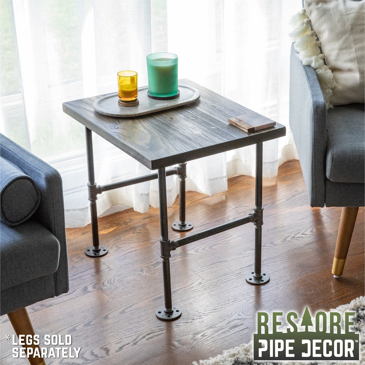 RESTORE Boulder Black Solid Wood End Tabletop, photo 2 of 9