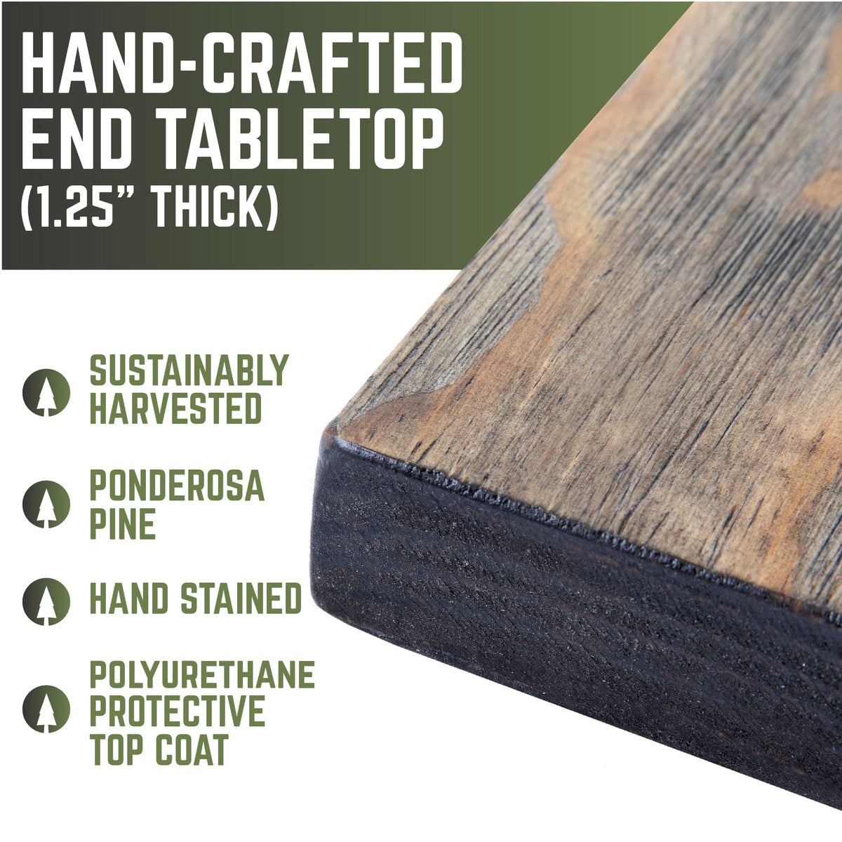 RESTORE Boulder Black Solid Wood End Tabletop, photo 5 of 9