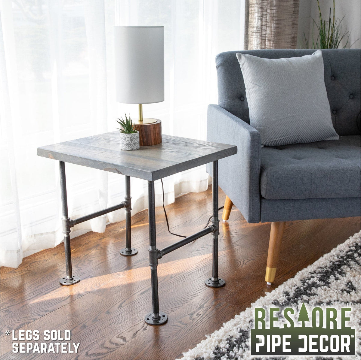 RESTORE Riverstone Grey Solid Wood End Tabletop, photo 2 of 9