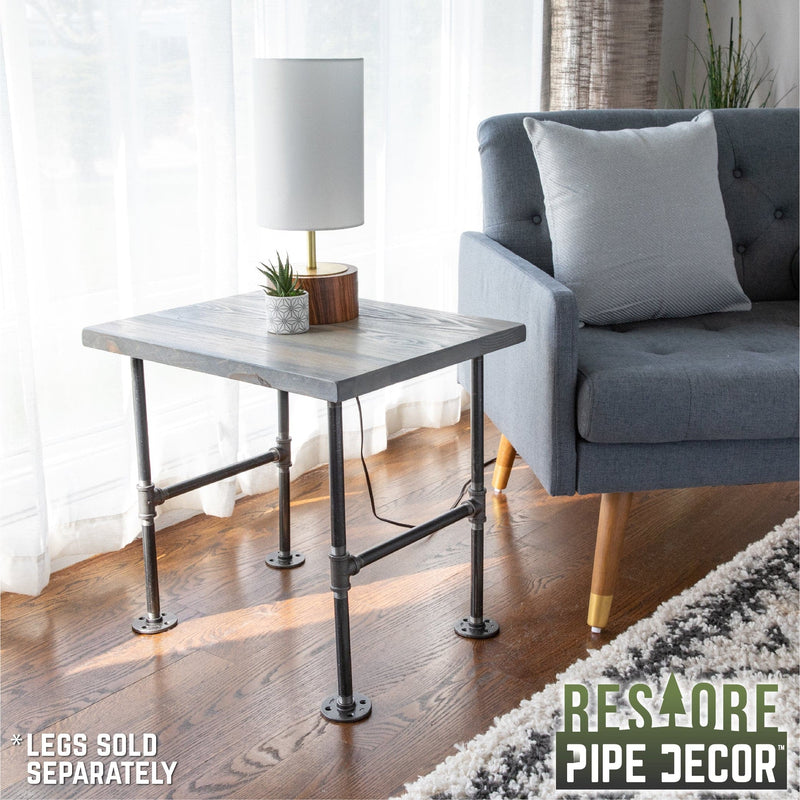RESTORE Riverstone Grey Solid Wood End Tabletop, photo 2 of 9