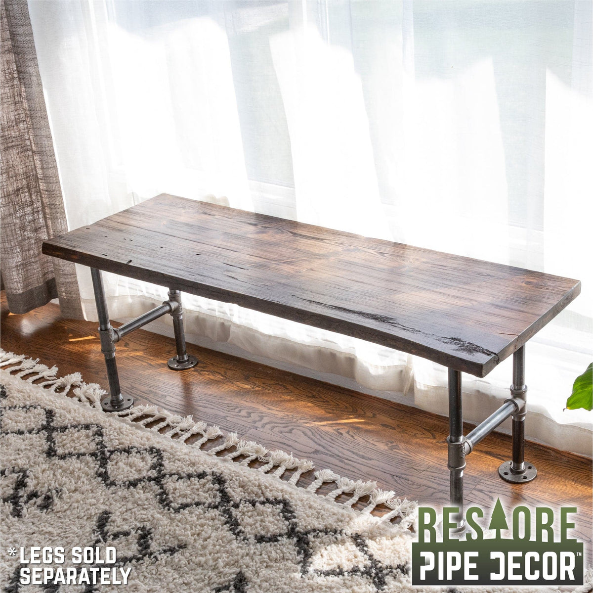 RESTORE Boulder Black Solid Live Edge Wood Console Tabletop, photo 5 of 9