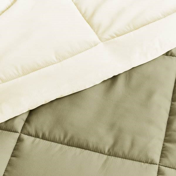 Full/Queen 3-Piece Microfiber Reversible Comforter Set in Sage Green/Cream, photo 3 of 5