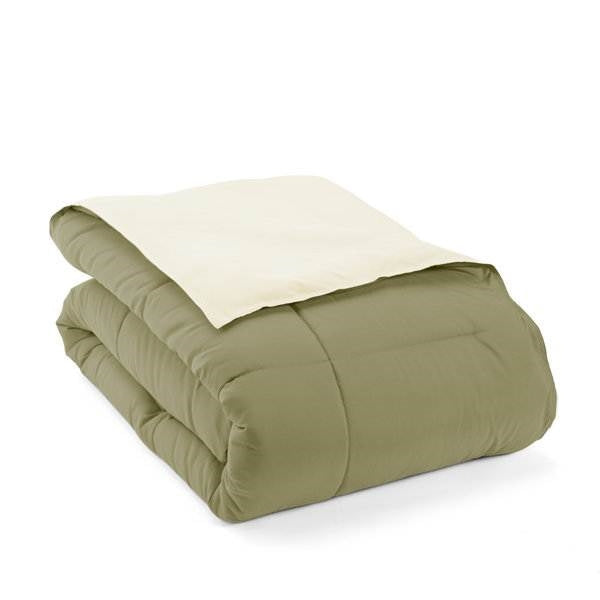 Full/Queen 3-Piece Microfiber Reversible Comforter Set in Sage Green/Cream, photo 5 of 5