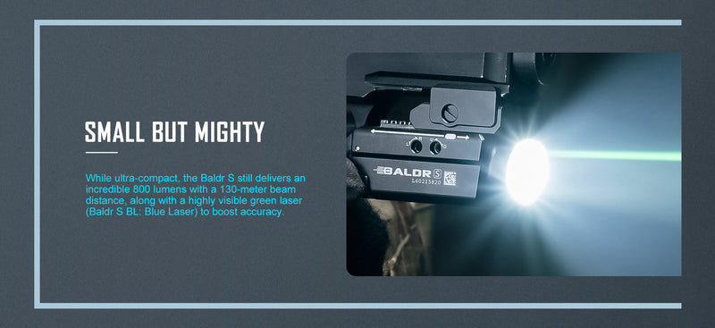 OLIGHT BALDRSBK Baldr S Rail Mounted Light 800 Lumens