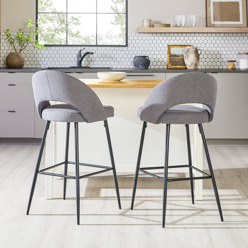 O Modern 2-Piece Minimalist Upholstered Bar Stool Set of 2