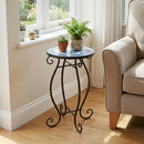 Outdoor Indoor Steel Accent Plant Stand Cobalt Table