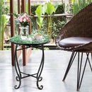 Outdoor Indoor Steel Accent Plant Stand Cobalt Table