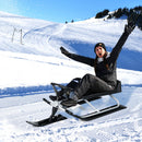 Kids Snow Sled with Steering Wheel and Double Brakes Pull Rope