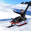 Kids Snow Sled with Steering Wheel and Double Brakes Pull Rope