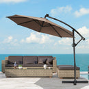 10 Feet 360° Rotation Solar Powered LED Patio Offset Umbrella without Weight Base-Gray