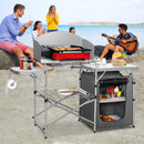 Foldable Outdoor BBQ Portable Grilling Table With Windscreen Bag