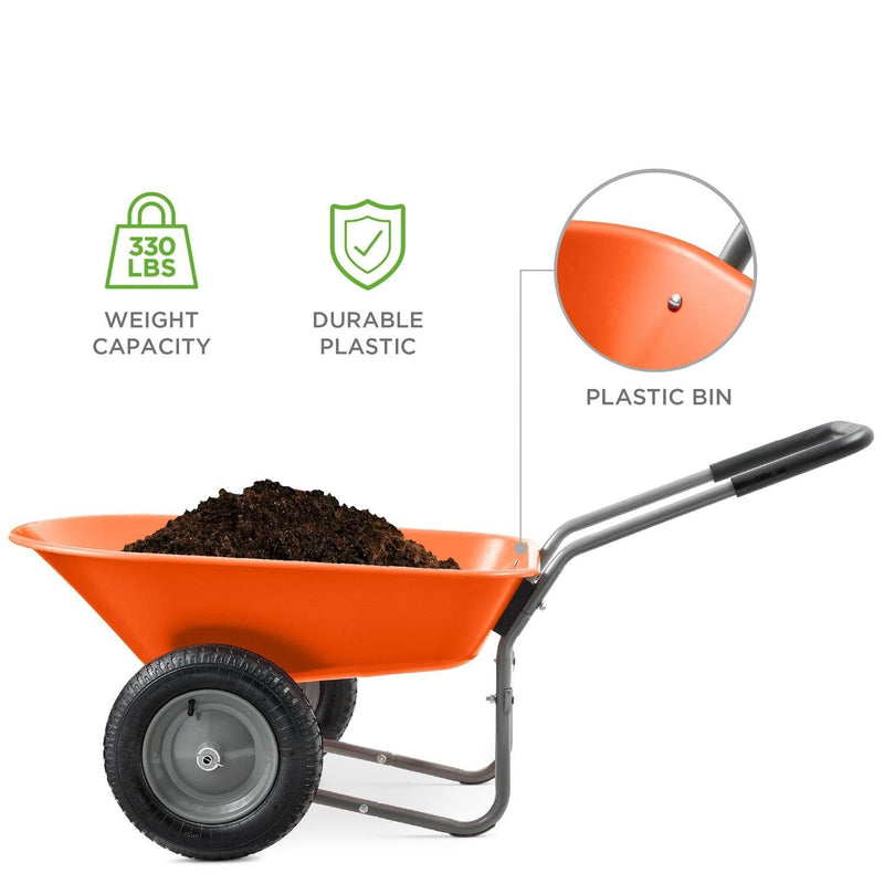 Heavy Duty 2-Wheel Multipurpose Rust Proof Wheelbarrow - Orange, photo 2 of 4