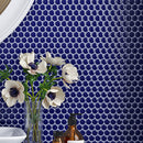 Indigo Blue 12x12 Glossy Penny Round Porcelain Mosaic Tile (10 pack, 9.87 sq ft/case)
