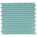 Turquoise 12x12 Glossy Penny Round Porcelain Mosaic Tile (10 pack, 9.87 sq ft/case) - Sample