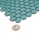 Turquoise 12x12 Glossy Penny Round Porcelain Mosaic Tile (10 pack, 9.87 sq ft/case)