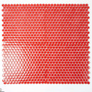 Red 12x12 Glossy Penny Round Porcelain Mosaic Tile (10 pack, 9.87 sq ft/case) - Sample