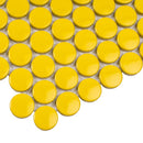 Yellow 12x12 Glossy Penny Round Porcelain Mosaic Tile (10 pack, 9.87 sq ft/case) - Sample