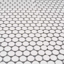 Cotton White 12x12 Glossy Penny Round Porcelain Mosaic Tile (10 pack, 9.87 sq ft/case) - Sample