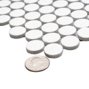 Cotton White 12x12 Glossy Penny Round Porcelain Mosaic Tile (10 pack, 9.87 sq ft/case)