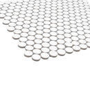 Cotton White 12x12 Glossy Penny Round Porcelain Mosaic Tile (10 pack, 9.87 sq ft/case) - Sample