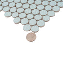 Light Turquoise 12x12 Glossy Penny Round Porcelain Mosaic Tile (10 pack, 9.87 sq ft/case) - Sample