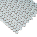 Light Turquoise 12x12 Glossy Penny Round Porcelain Mosaic Tile (10 pack, 9.87 sq ft/case) - Sample