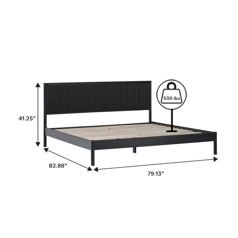 Paris Contemporary Reeded Headboard Solid Wood Bed