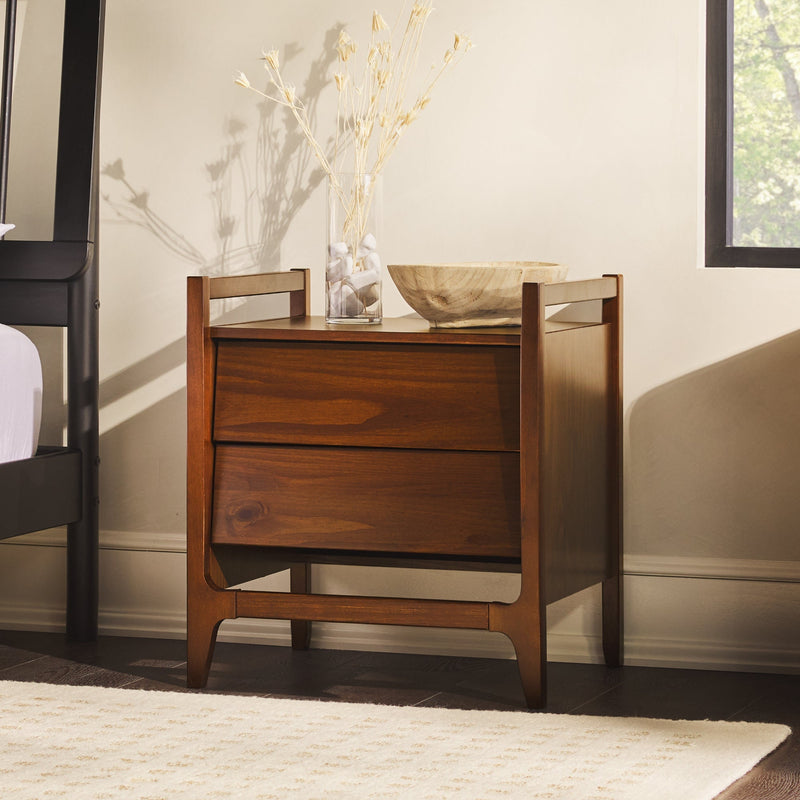 Oswald Mid-Century Modern 2-Drawer Wood Nightstand