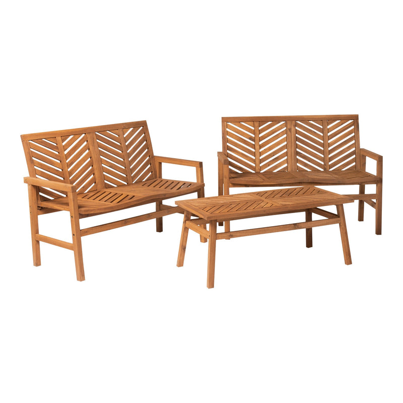 Vincent 3-Piece Outdoor Patio Loveseat Chat Set