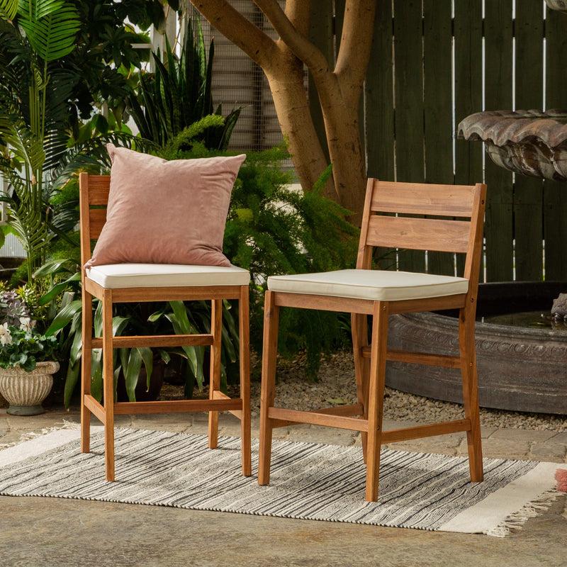 Acacia Wood Counter Stools, Set of 2