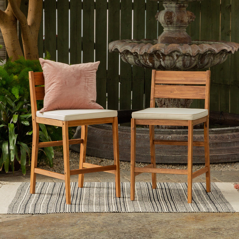 Acacia Wood Counter Stools, Set of 2