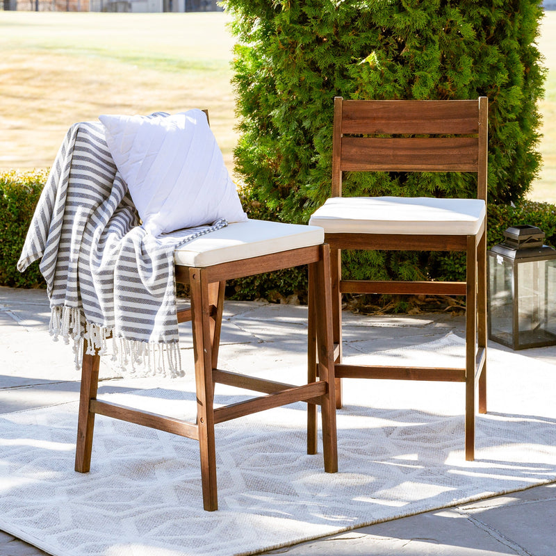 Acacia Wood Counter Stools, Set of 2