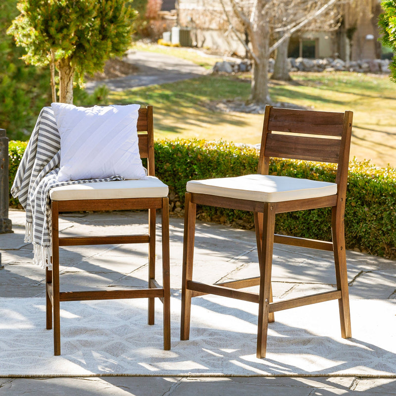 Acacia Wood Counter Stools, Set of 2