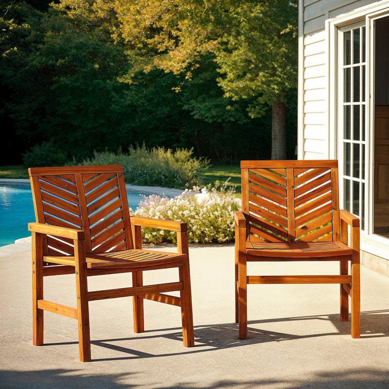 Vincent Patio Wood Chairs, Set of 2
