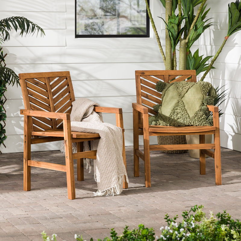 Vincent Patio Wood Chairs, Set of 2