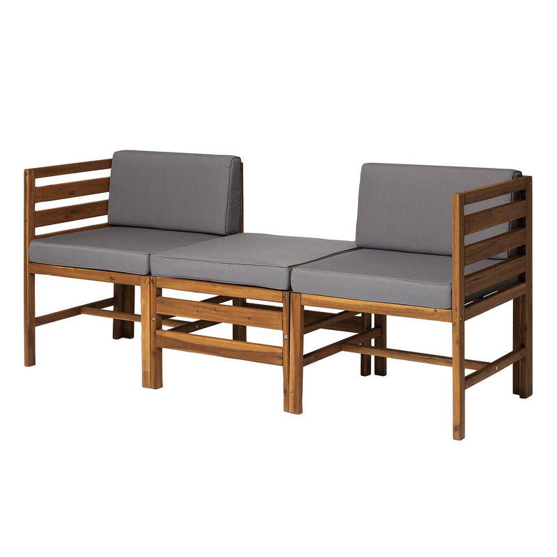 Sanibel 3-Piece Modular Acacia Chairs and Ottoman