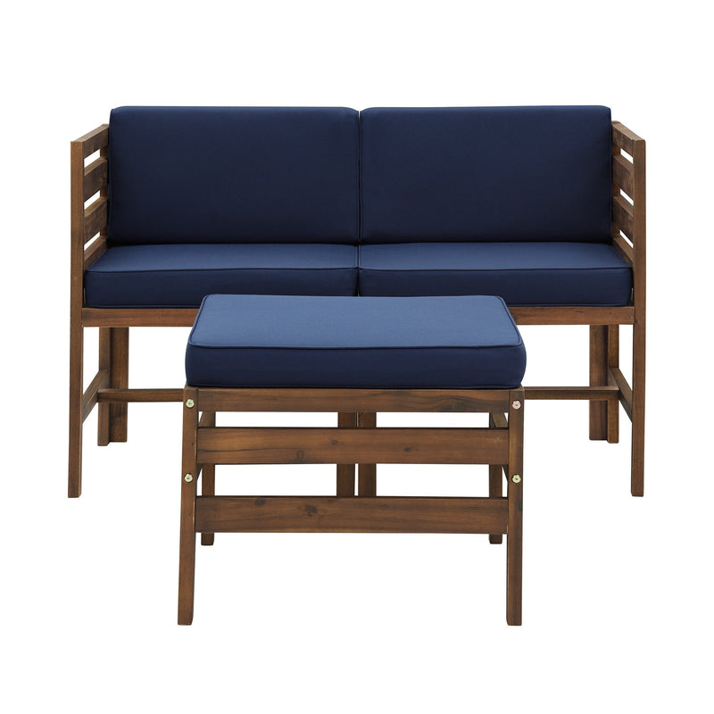 Sanibel 3-Piece Modular Acacia Chairs and Ottoman