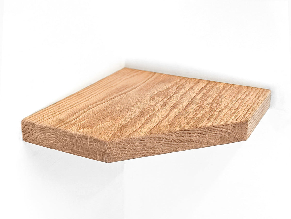Floating Corner Shelf with Straight Edge in Oak, photo 4 of 11