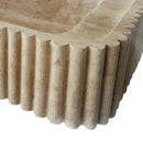 Beige Fluted Travertine Wall-Mount Vanity Sink 16x36 Inch Stone
