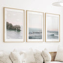 Pink Ocean Sunset Wall Art. Rock, Waves by Wall Art Set