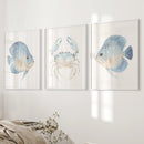 Minimalist Ocean Life Art. Marine Animals Decor by Wall Art Set