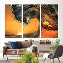 Ocean Wave With Perfect Sunset Canvas Wall Art Print, Framed