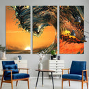 Ocean Wave With Perfect Sunset Canvas Wall Art Print, Framed