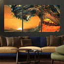 Ocean Wave With Perfect Sunset Canvas Wall Art Print, Framed