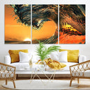 Ocean Wave With Perfect Sunset Canvas Wall Art Print, Framed