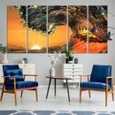 Ocean Wave With Perfect Sunset Canvas Wall Art Print, Framed
