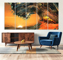 Ocean Wave With Perfect Sunset Canvas Wall Art Print, Framed