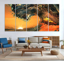 Ocean Wave With Perfect Sunset Canvas Wall Art Print, Framed